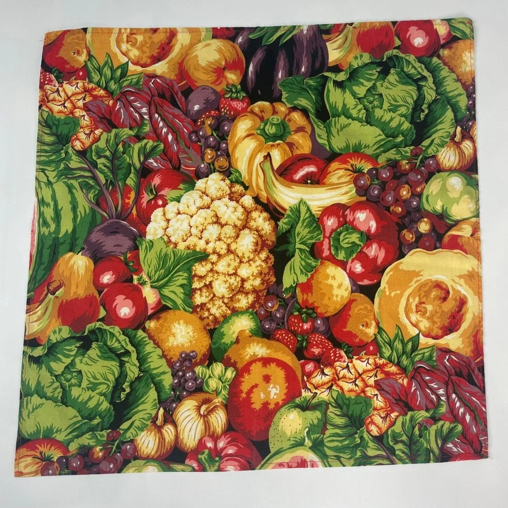 Autumn Cloth Napkins Mixed Harvest Fruit Vegetable‎ Set of 6 Different Sizes